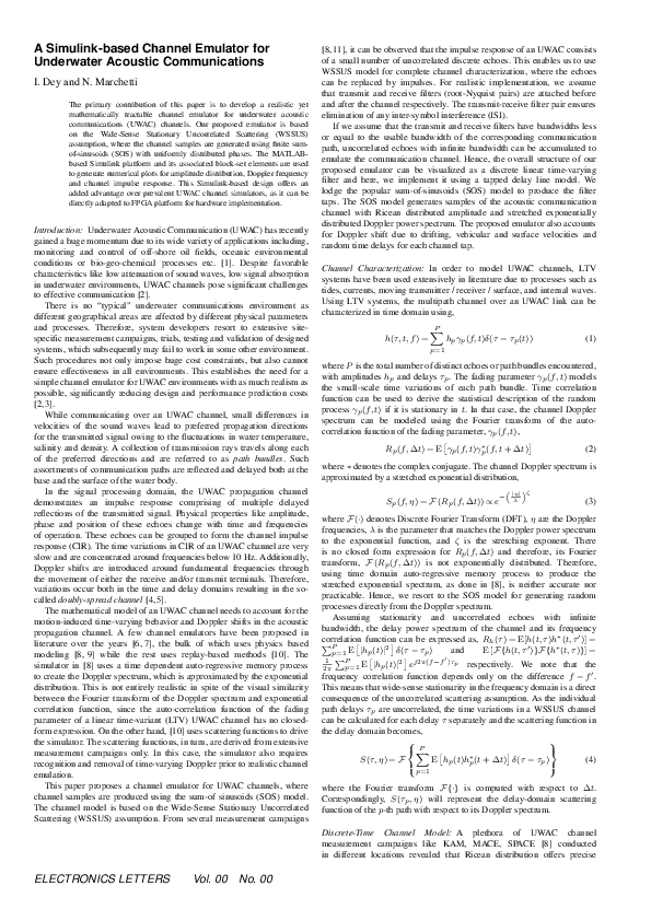 (PDF) A Simulink-based Channel Emulator for Underwater Acoustic ...