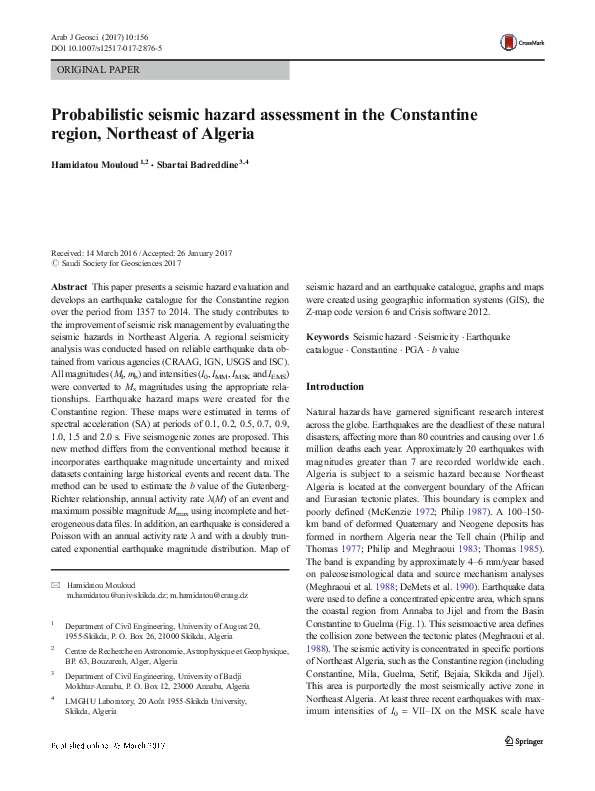 (PDF) Probabilistic Seismic Hazard Assessment in Countries With Low ...