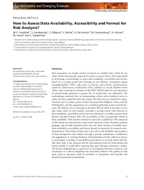 (PDF) How to Assess Data Availability, Accessibility and Format for ...