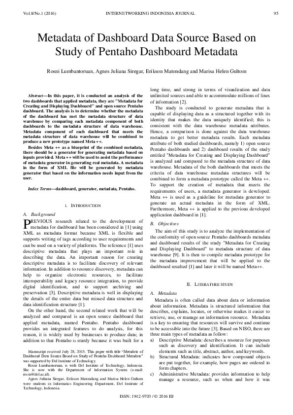(PDF) Metadata of Dashboard Data Source Based on Study of Pentaho ...