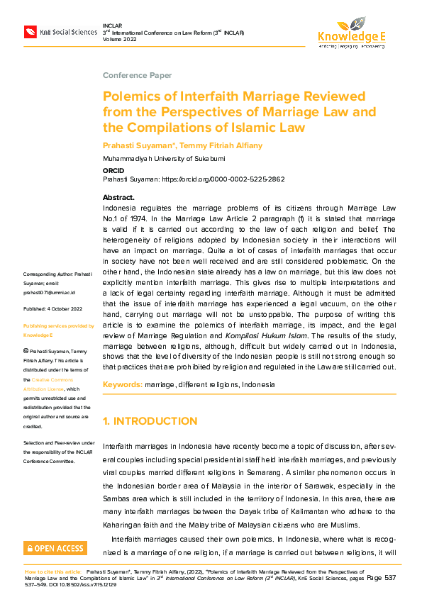 (PDF) Polemics of Interfaith Marriage Reviewed from the Perspectives of ...
