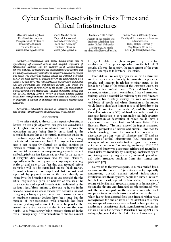 (PDF) Cyber Security Reactivity in Crisis Times and Critical ...