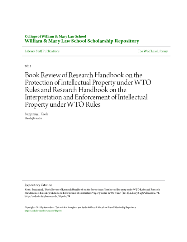 (PDF) Research Handbook on the Interpretation and Enforcement of ...