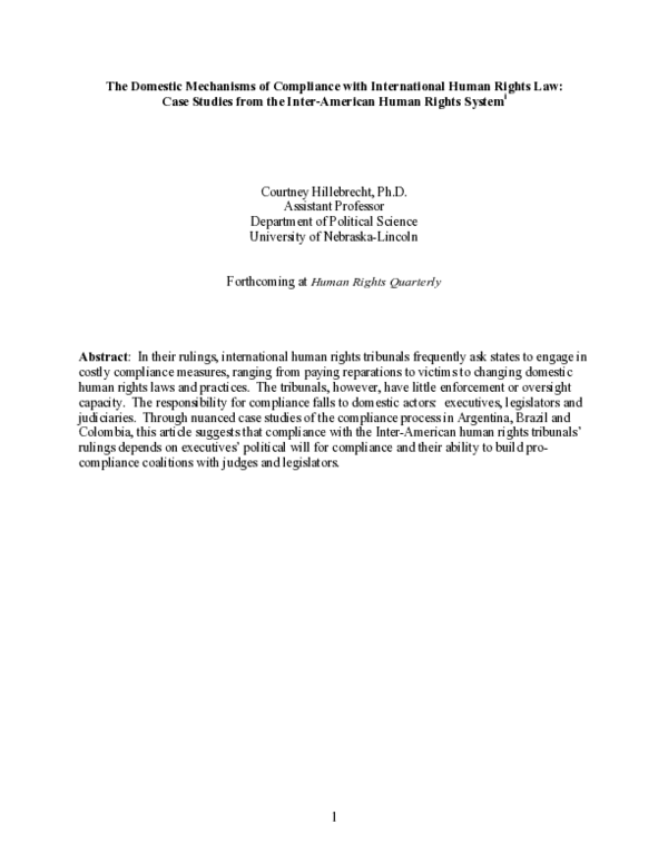 (PDF) The Domestic Mechanisms of Compliance with International Human ...