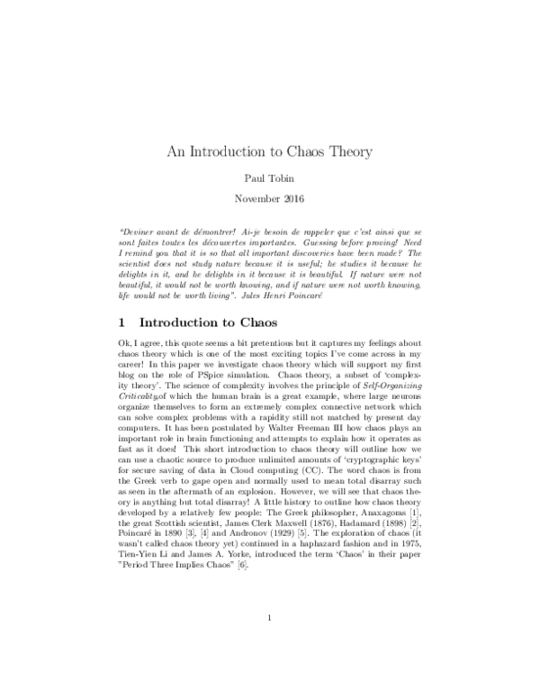 (PDF) An Introduction to Chaos Theory
