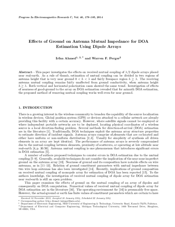 (PDF) Effects of Ground on Antenna Mutual Impedance for Doa Estimation ...