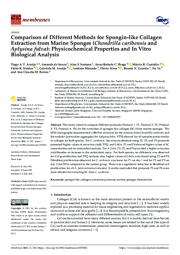 (PDF) Comparison of Different Methods for Spongin-like Collagen ...
