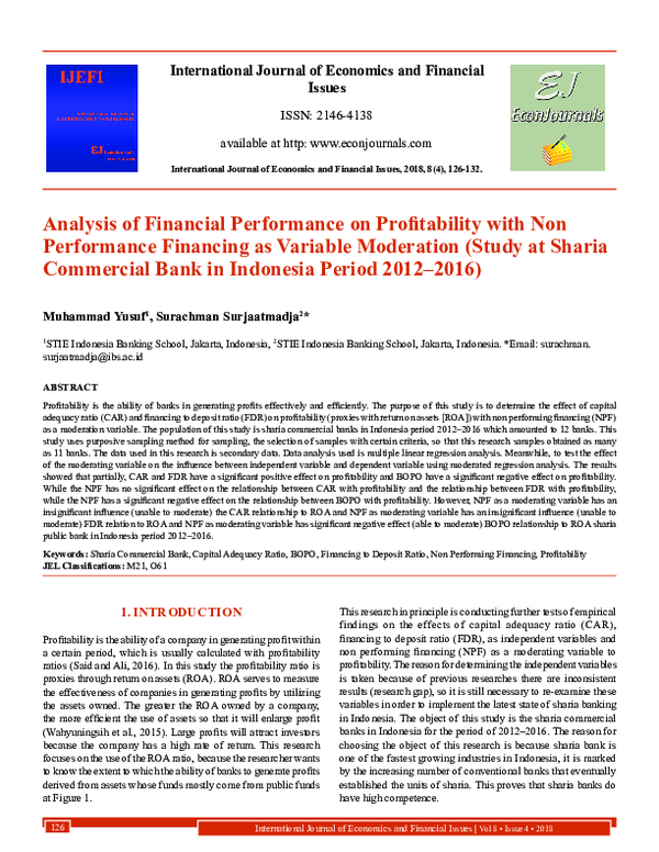 (PDF) Analysis of Financial Performance on Profitability with Non ...