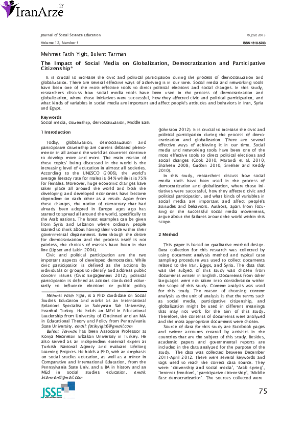 (PDF) The Impact of Social Media on Globalization, Democratization and ...