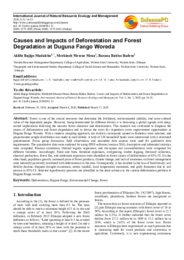 (PDF) Causes and Impacts of Deforestation and Forest Degradation at ...