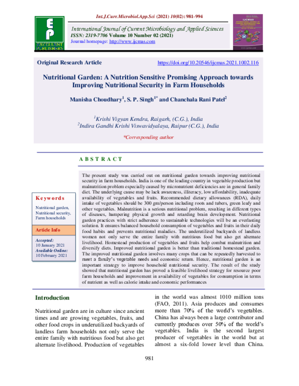 (PDF) Nutritional Garden: A Nutrition Sensitive Promising Approach ...