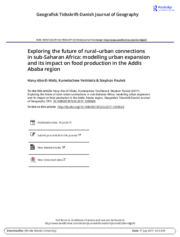 (PDF) Exploring the future of rural–urban connections in sub-Saharan ...