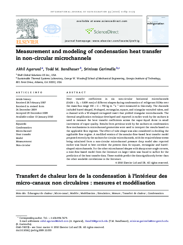 (PDF) Measurement and modeling of condensation heat transfer in non ...