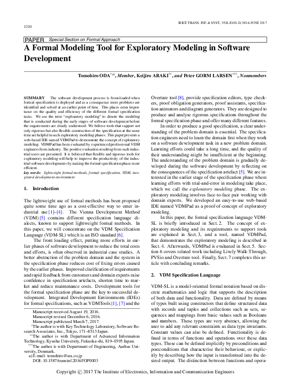 (PDF) A Formal Modeling Tool for Exploratory Modeling in Software ...