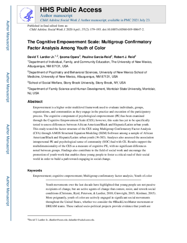 (PDF) The Cognitive Empowerment Scale Multigroup Confirmatory Factor
