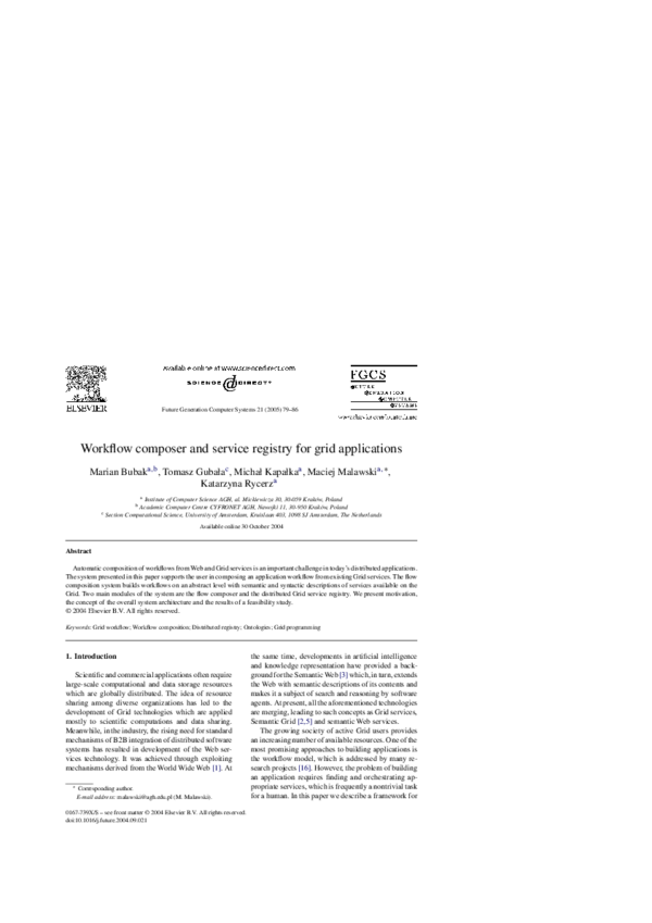 (PDF) Workflow composer and service registry for grid applications