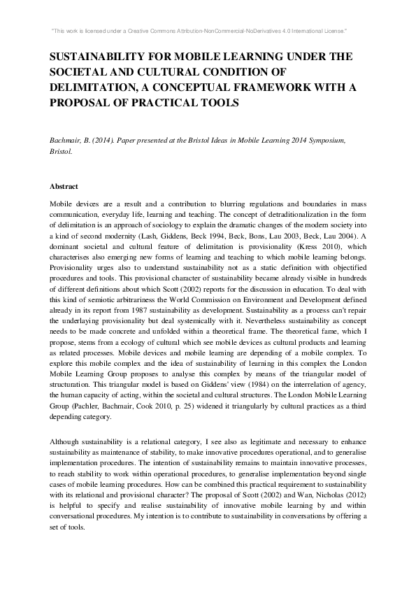 (PDF) Sustainability for mobile learning under the societal and ...