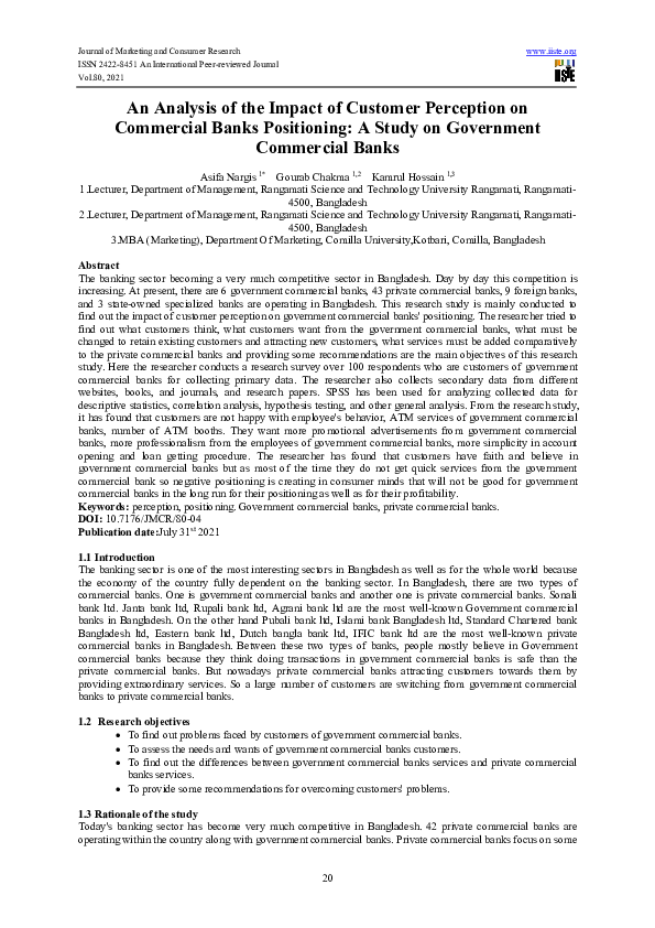 (PDF) An Analysis of the Impact of Customer Perception on Commercial ...
