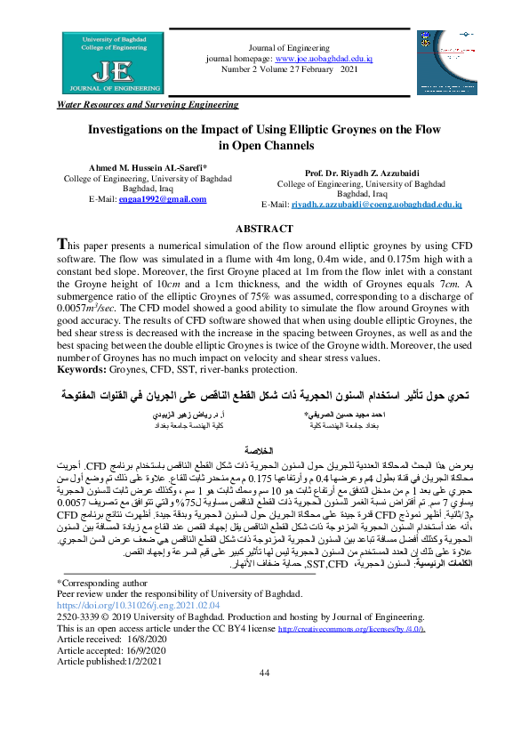Investigations on the Impact of Using Elliptic Groynes on the Flow in Open Channels