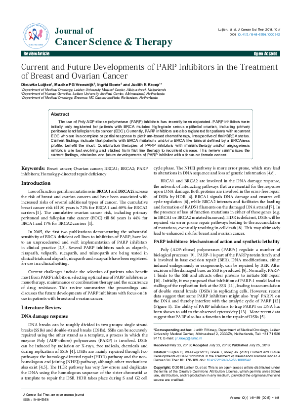 (PDF) Current and Future Developments of PARP Inhibitors in the Treat ...