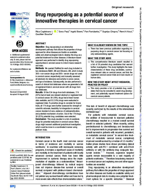 (PDF) Drug repurposing as a potential source of innovative therapies in ...
