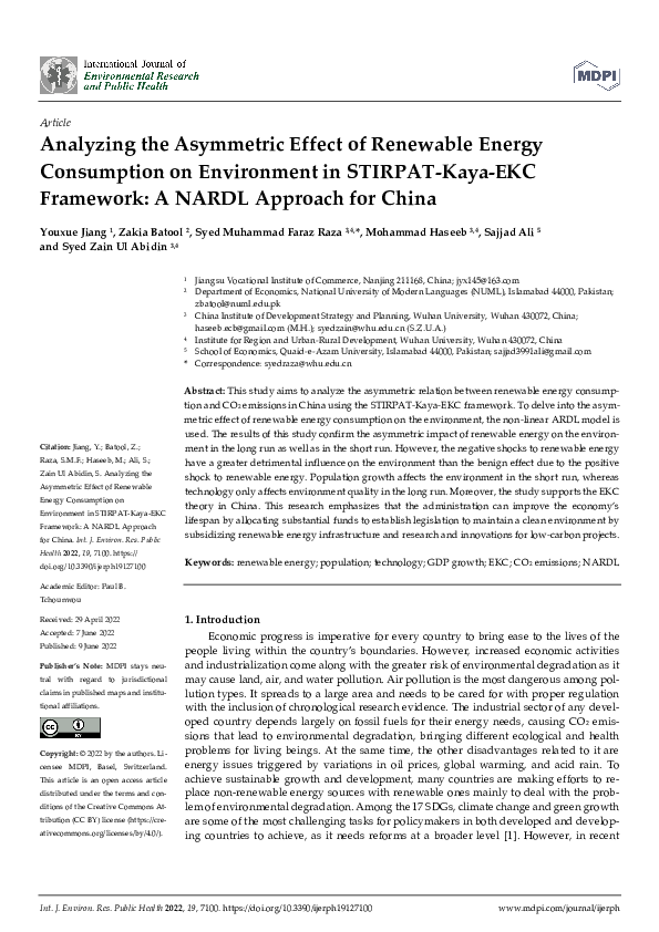 (PDF) Analyzing the Asymmetric Effect of Renewable Energy Consumption ...