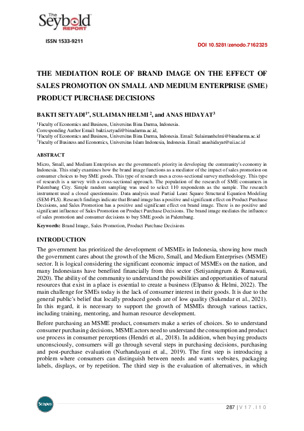 (PDF) The Mediation Role of Brand Image on the Effect of Sales ...