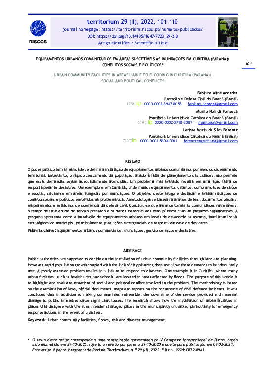 (PDF) Equipamentos urbanos comunitários em áreas suscetíveis às ...