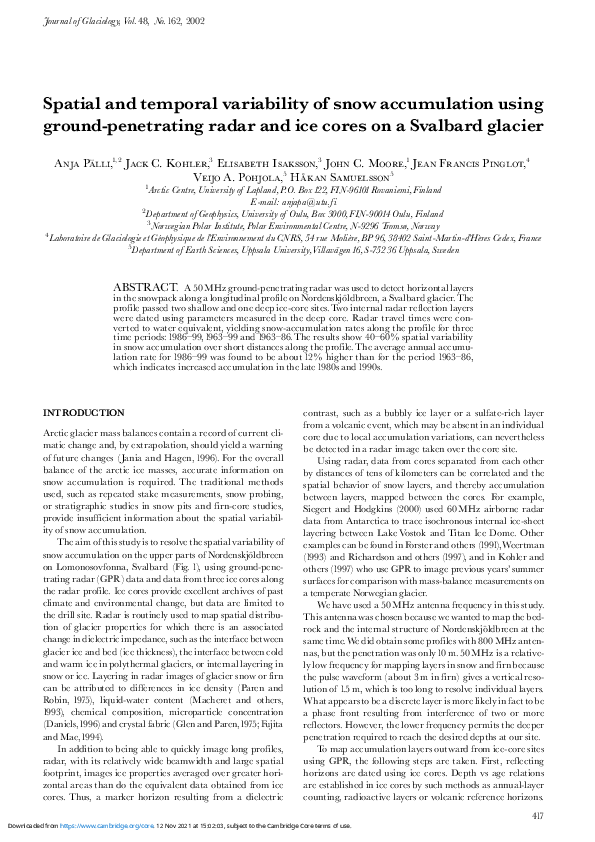 (PDF) Spatial and temporal variability of snow accumulation using ...
