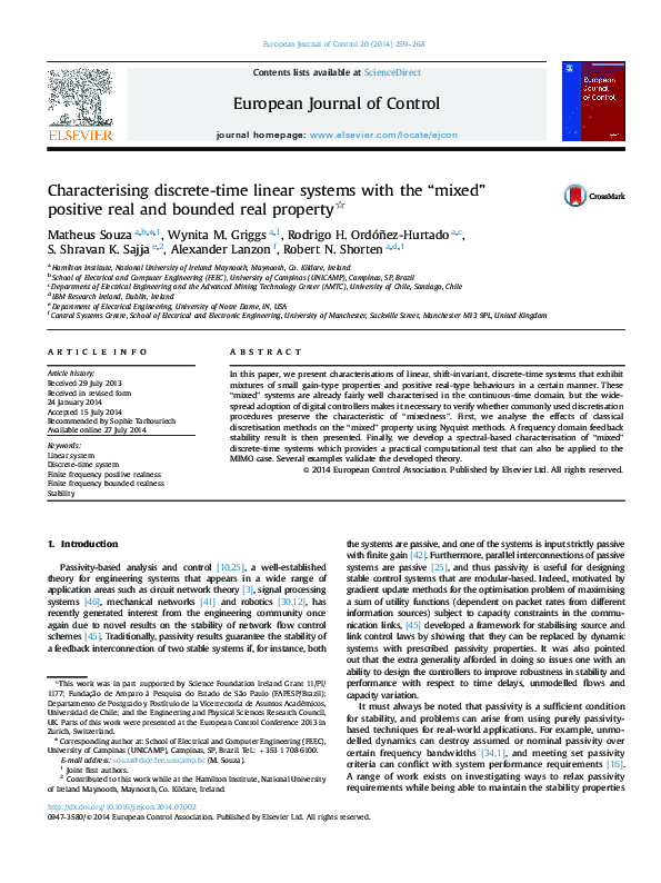 (PDF) Characterising discrete-time linear systems with the “mixed ...