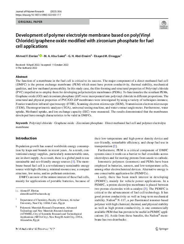 (PDF) Development of polymer electrolyte membrane based on poly(Vinyl ...