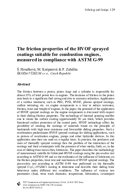 (PDF) The friction properties of the HVOF sprayed coatings suitable for ...