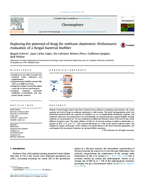 (PDF) Exploring the potential of fungi for methane abatement ...