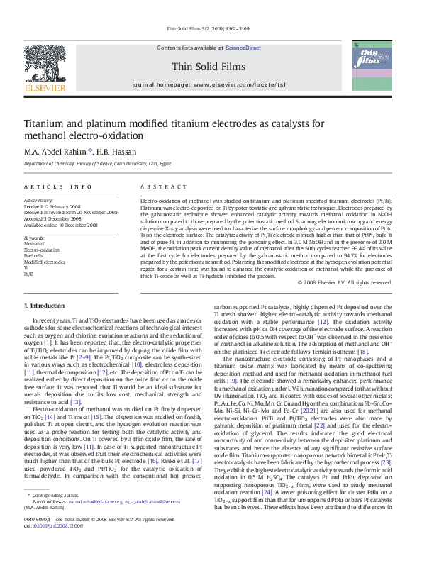 (PDF) Titanium and platinum modified titanium electrodes as catalysts ...
