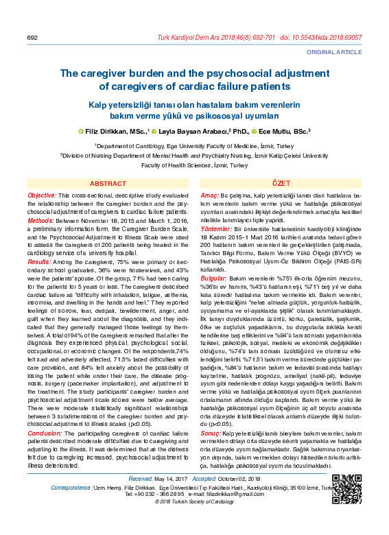 (PDF) The Caregiver Burden and Psychosocial Adjustment of Caregivers ...