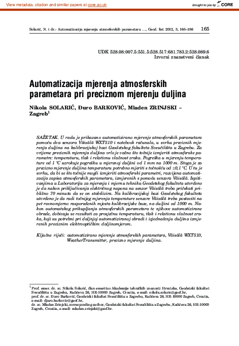(PDF) Automation of the Measurement of Atmospheric Parameters in ...