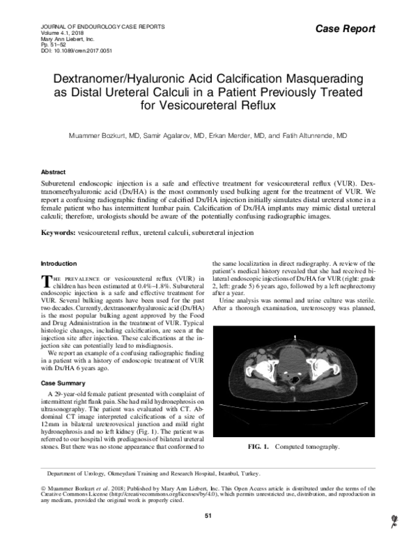 (PDF) Dextranomer/Hyaluronic Acid Calcification Masquerading as Distal ...