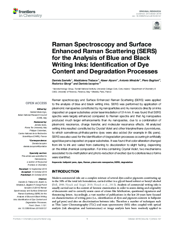 (PDF) Raman Spectroscopy and Surface Enhanced Raman Scattering (SERS ...