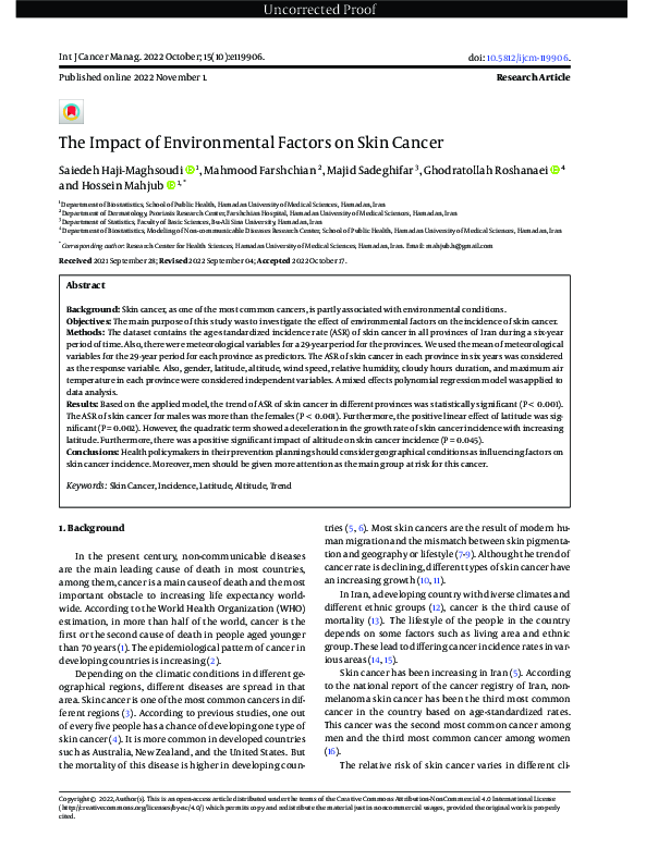 (PDF) The Impact of Environmental Factors on Skin Cancer