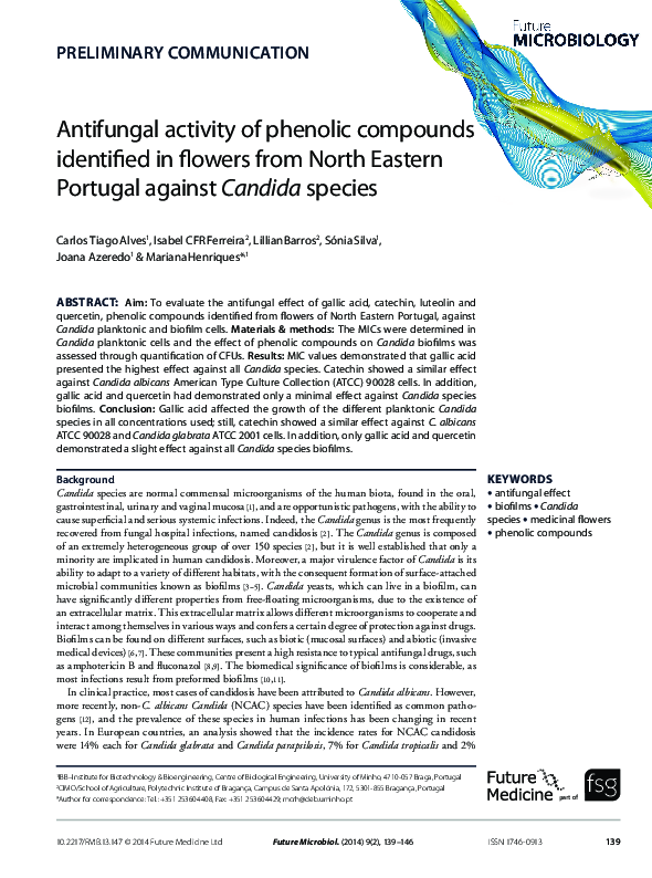 (PDF) Antifungal activity of phenolic compounds identified in flowers ...