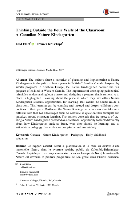 (PDF) Thinking Outside the Four Walls of the Classroom: A Canadian ...