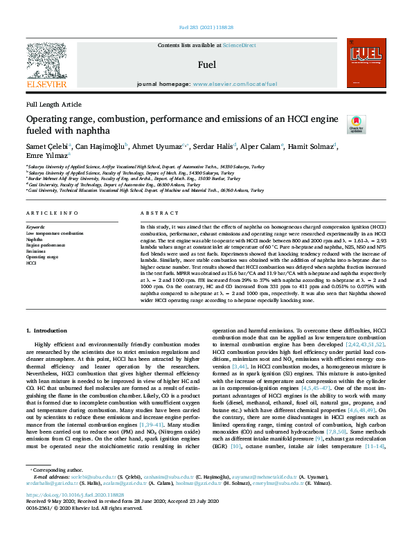 (PDF) Operating range, combustion, performance and emissions of an HCCI ...