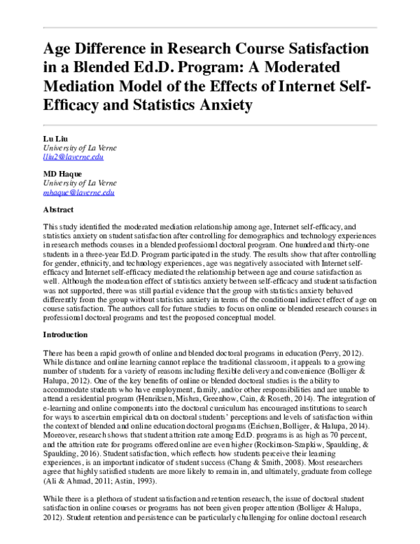 (PDF) Age Difference in Research Course Satisfaction in a Blended Ed.D