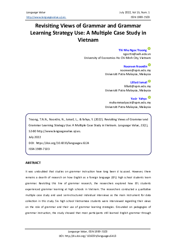 Pdf Revisiting Views Of Grammar And Grammar Learning Strategy Use A Multiple Case Study In Pdf Revisiting Views Of Grammar And Grammar Learning Strategy Use A Multiple Case Study In