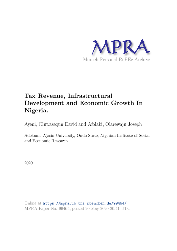 (PDF) Tax Revenue , Infrastructural Development and Economic Growth In ...