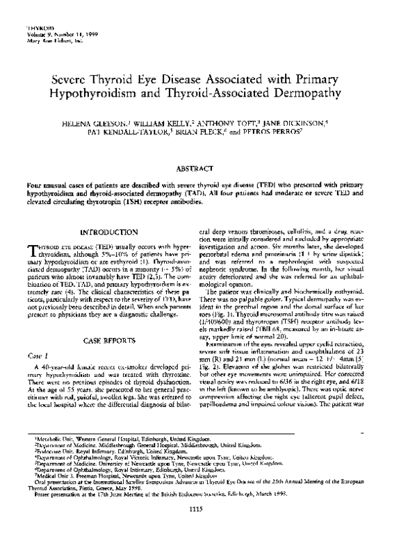 (PDF) Severe Thyroid Eye Disease Associated with Primary Hypothyroidism ...