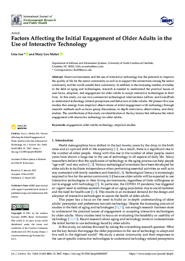 (PDF) Factors Affecting the Initial Engagement of Older Adults in the ...