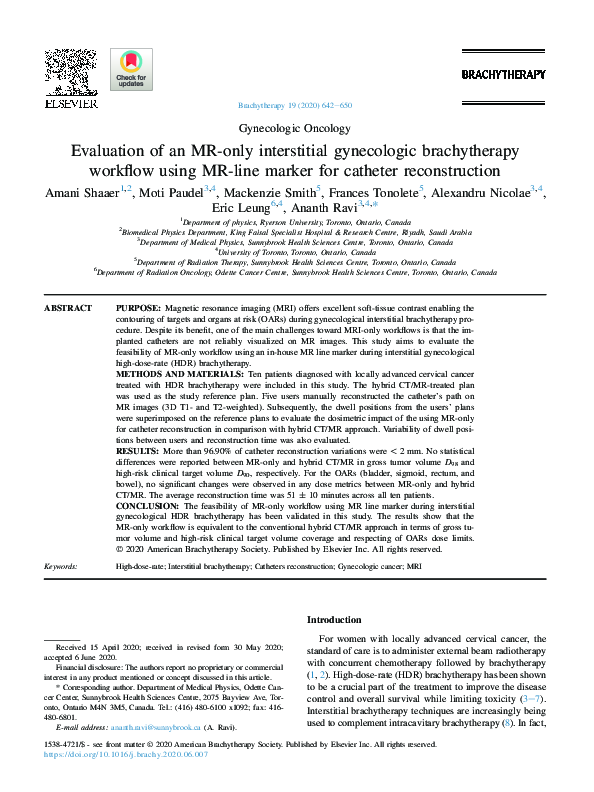 (PDF) Evaluation of an MR-only interstitial gynecologic brachytherapy ...