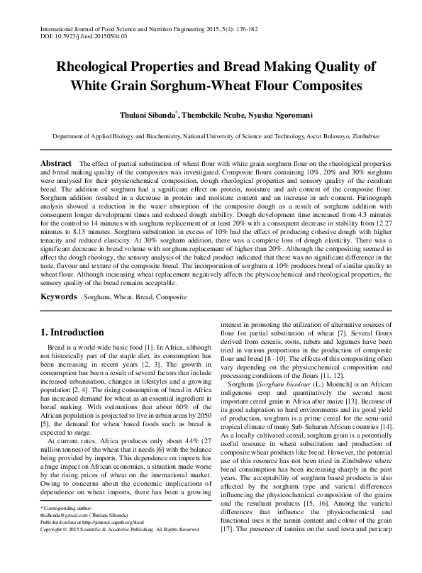 (PDF) Rheological Properties and Bread Making Quality of White Grain ...
