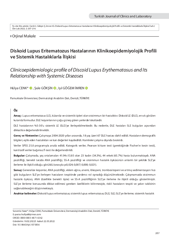 (PDF) Clinicoepidemiologic profile of Discoid Lupus Erythematosus and ...